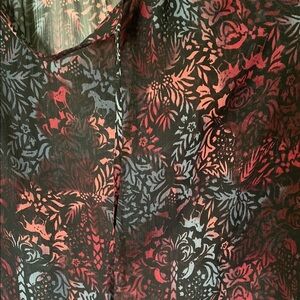 Floral horses Cold Shoulder Top - Blue Pink Black and Red